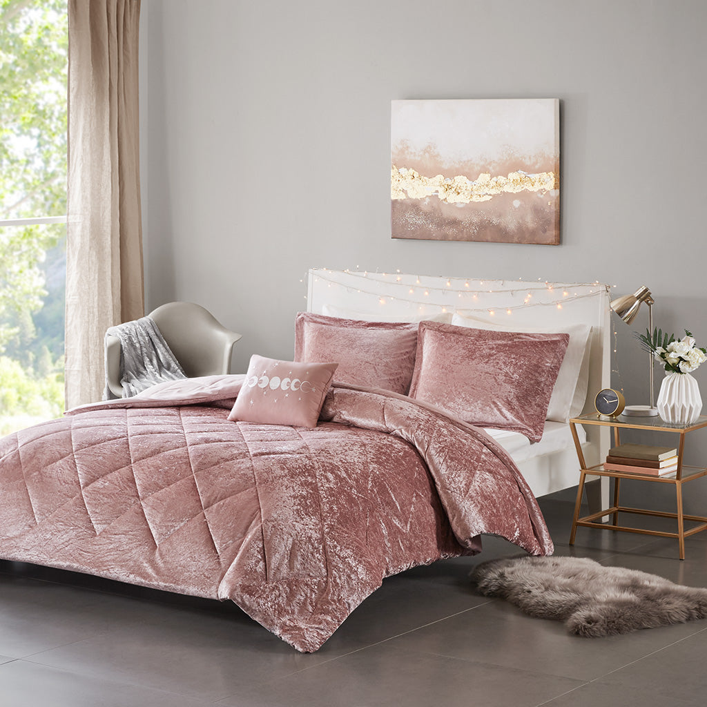 Felicia Velvet Comforter Set with Throw Pillow