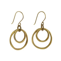 Gemini Earrings, Round, Sm - Brass - Brass