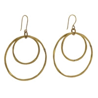 Gemini Earrings, Round, Lrg - Brass - Brass