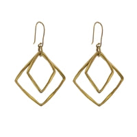 Gemini  Earrings, Square -Brass - Brass