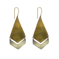 Orion Earrings, Arrow - Brass & Silver - Brass