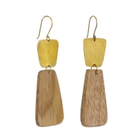 Leucadia Earrings, Brass & Wood  - Trapezoids - Light Wood