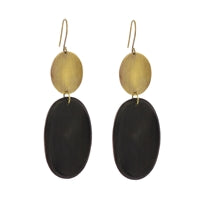Leucadia Earrings, Brass & Horn  - Ovals - Dark Horn