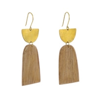 Leucadia Earrings, Brass & Wood  - Arches - Light Wood