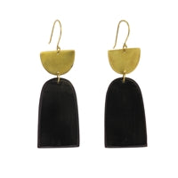 Leucadia Earrings, Brass & Horn  - Arches - Dark Horn