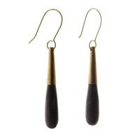 Teardrop Horn Earring - Sm - Dark Horn, Brass