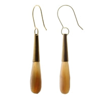 Teardrop Horn Earring - Sm - Light Horn, Brass