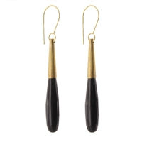 Teardrop Horn Earring - Lrg - Dark Horn, Brass