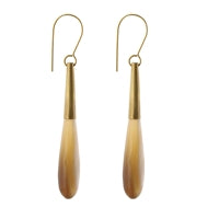 Teardrop Horn Earring - Lrg - Light Horn, Brass