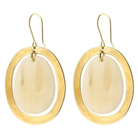 Banjar Floating Oval Earring - Sm - Light Horn, Brass