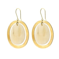 Banjar Floating Oval Earring - Lrg - Light Horn, Brass