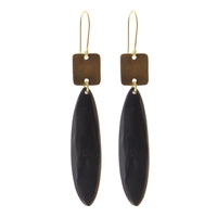 Tidore Linked Square and Oval Earring - Dark Horn, Brass