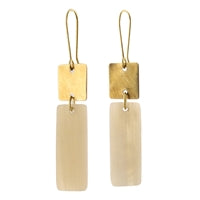 Tidore Linked Square and Rectangle Earring - Light Horn, Brass
