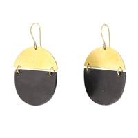 Malu Linked Circular Earring - Dark Horn, Brass