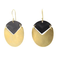 Padang Linked Oval Earring - Dark Horn, Brass