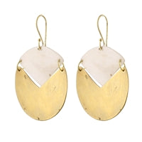 Padang Linked Oval Earring - Light Horn, Brass