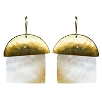 Zia Earring, Brass, Mother of Pearl - Light