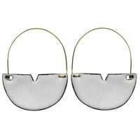 Earring - Cleft Half Circle, White