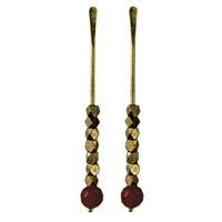 Bodhi Post Earring with Carnelian, Brass Beads