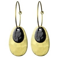 Beldi Earring, Brass & Black Enamel