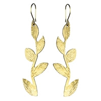 Liza Earring, Brass - Branch with Leaves