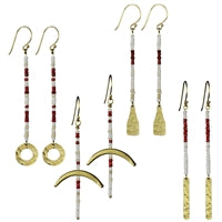 Quay Beaded Earring, Red - Set of 4