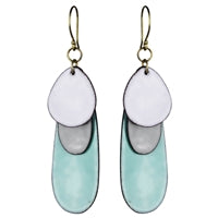 Donte Enamel Earring, Aqua - Oblong