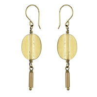 Earring, Brass Oval, Blush Glass Bead