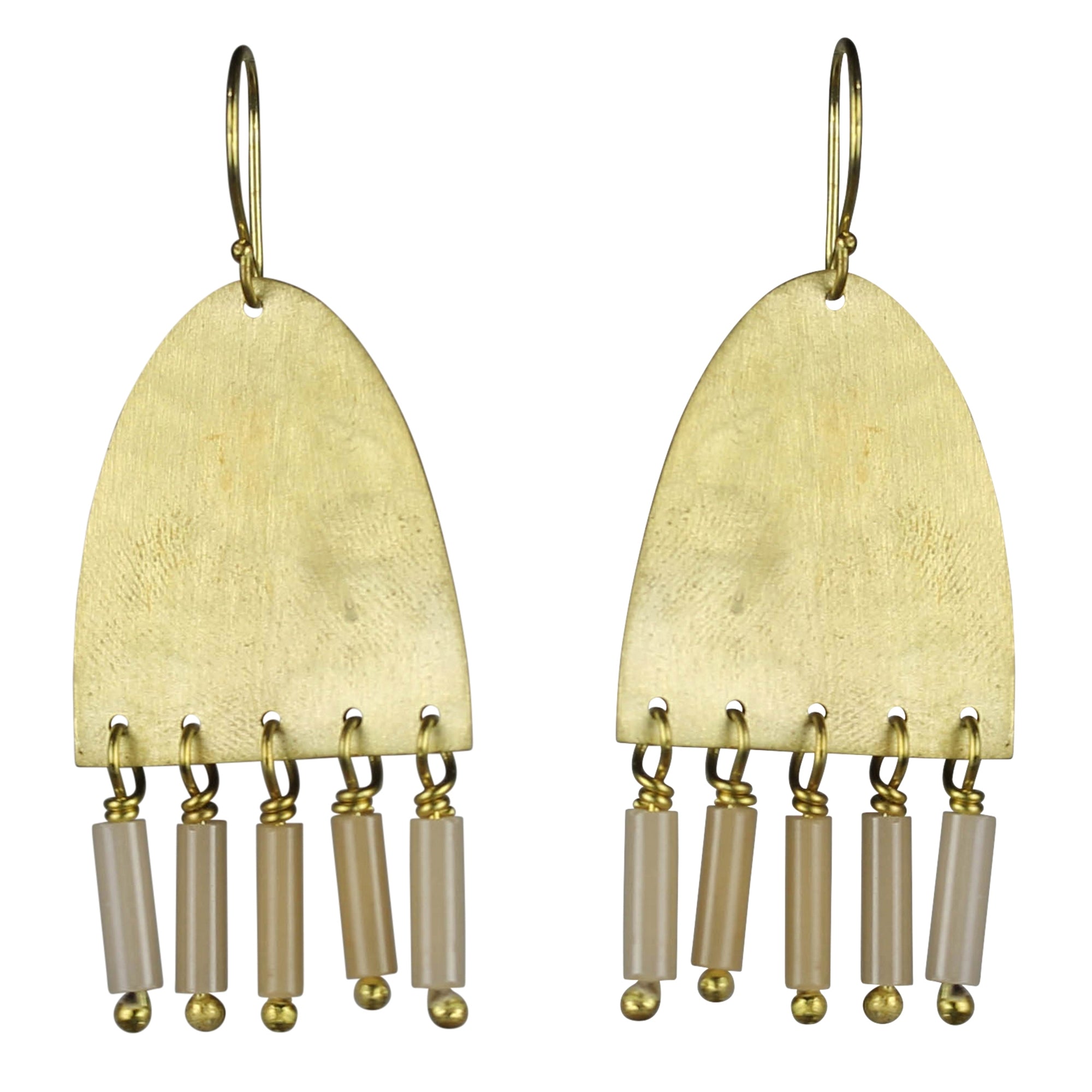 Earring, Arch, Blush Glass Beads
