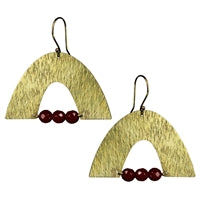 Arch Earring, Brass, Carnelian