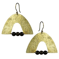 Arch Earring, Brass, Labradorite