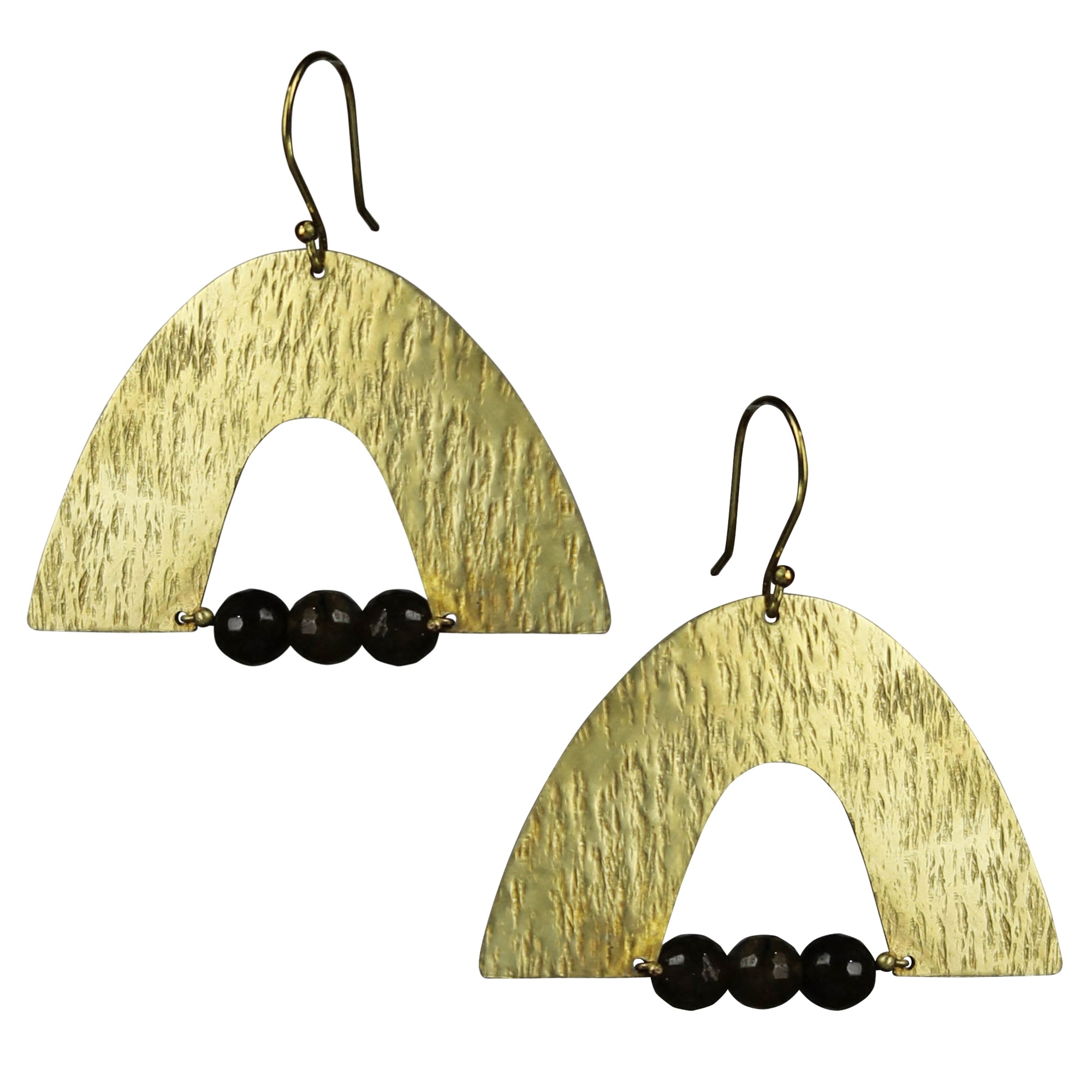 Arch Earring, Brass, Labradorite