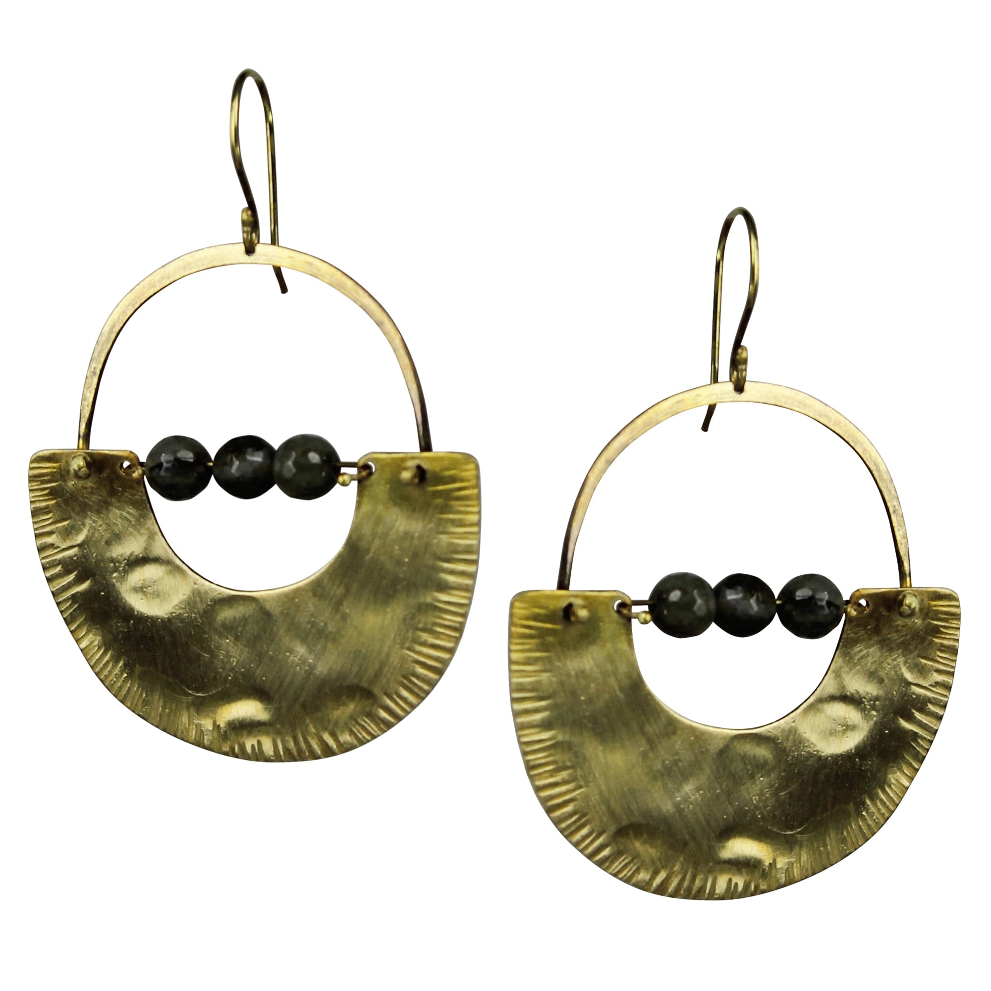 Canyon Earring, Brass, Labradorite