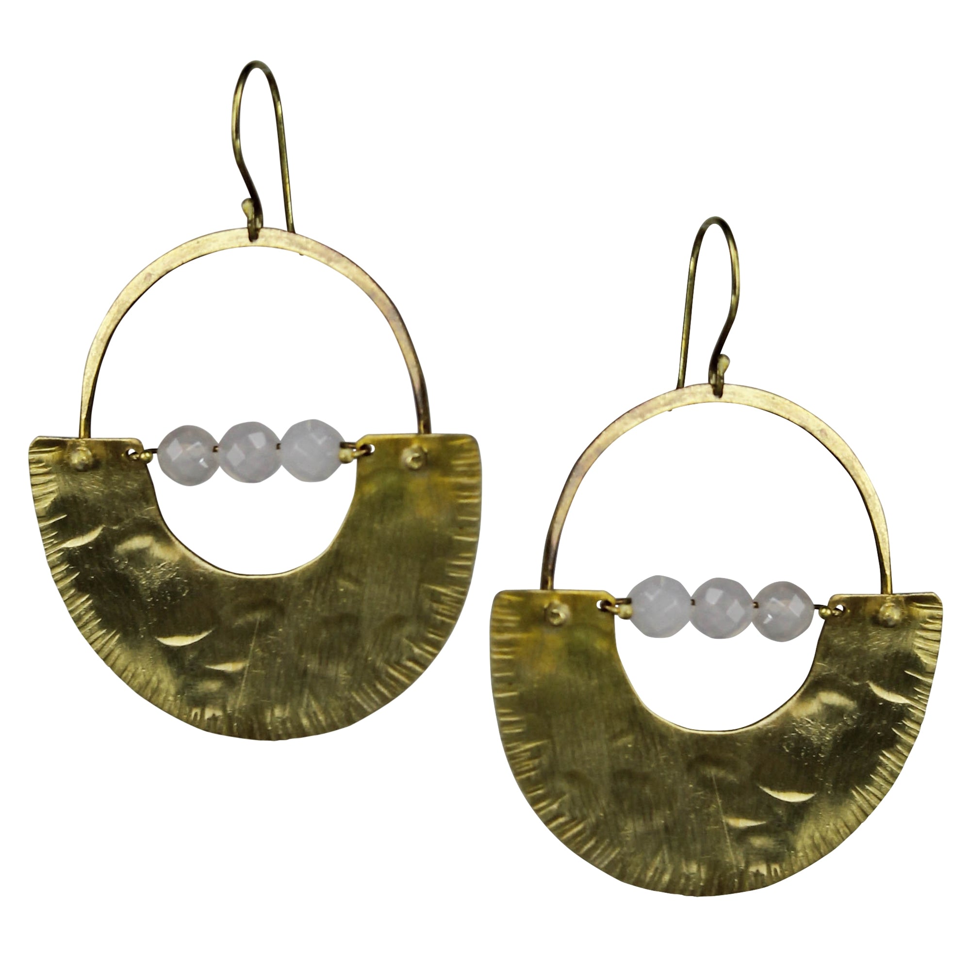 Canyon Earring, Brass, White Onyx
