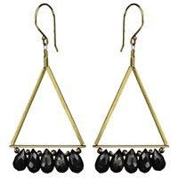 Triangle Earring, Brass, Pyrite