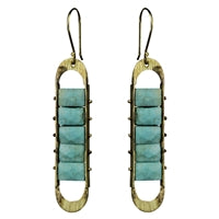 Capsule Earring, Brass, Turquoise