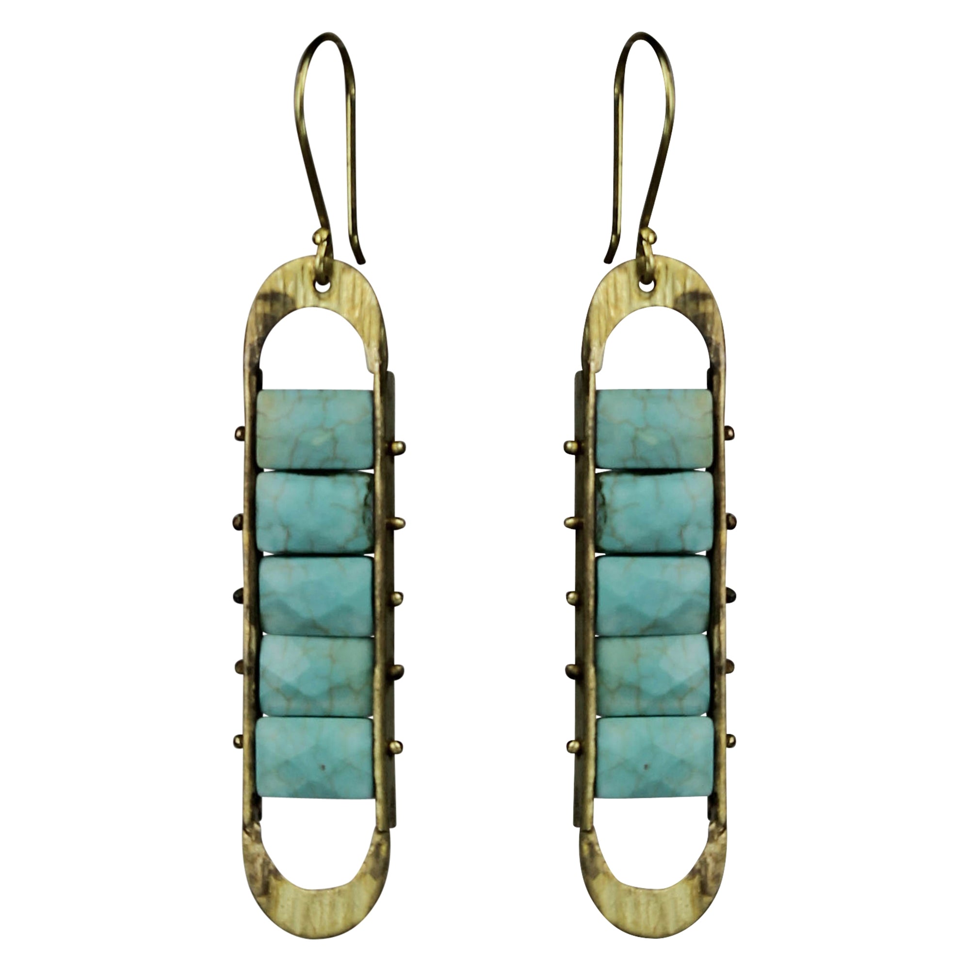 Capsule Earring, Brass, Turquoise