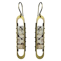 Capsule Earring, Brass, Chrysoprase