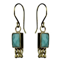 Bezel Earring, Brass, Turquoise