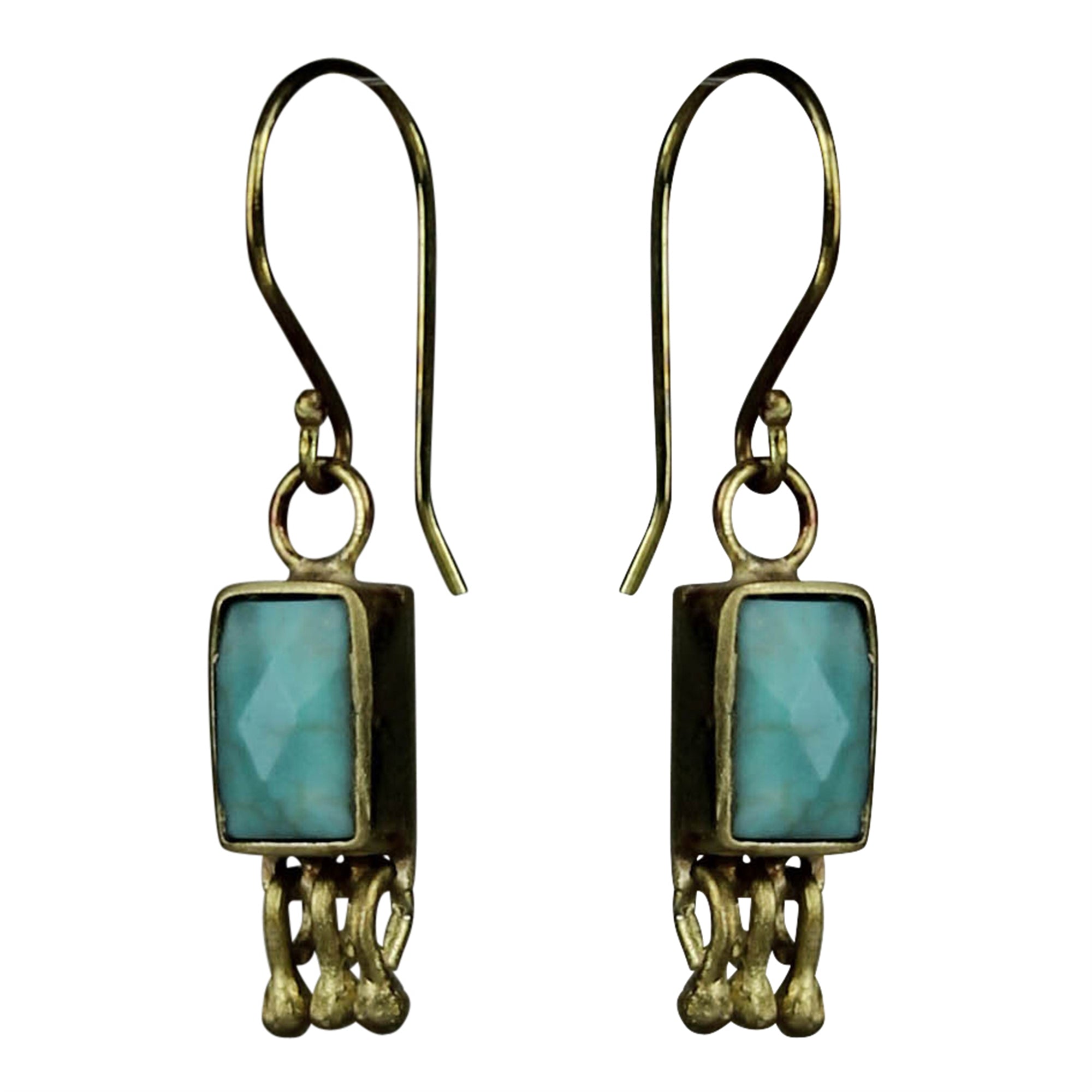 Bezel Earring, Brass, Turquoise