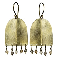 Creased Arch Earring, Peach Moonstone