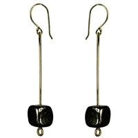 Earring, Brass, Pyrite Cube