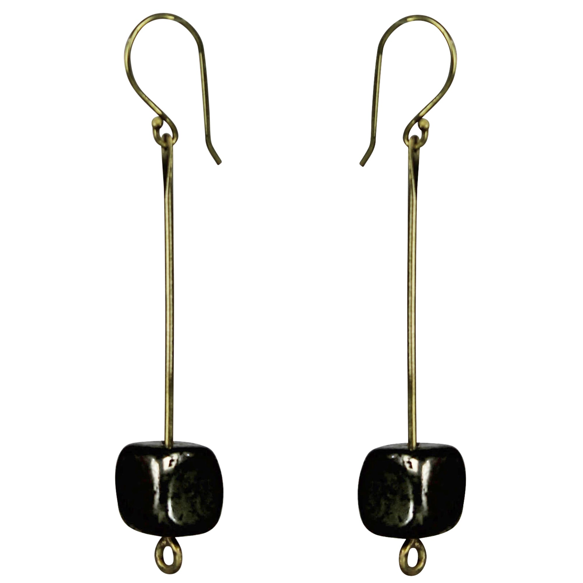 Earring, Brass, Pyrite Cube