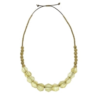 Seaglass Beaded Brass Necklace - Amber