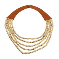 Obispo Necklace, Leather & Wood Bead