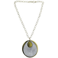 Donte Necklace, Cut Out Teardrop, White Enamel & Brass