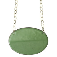 Necklace - Creased Oval, Green
