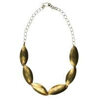 Breigh Linked Petal Necklace, Brass