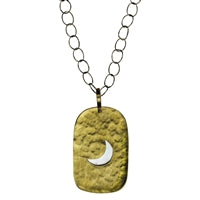Gia Necklace, Moon, Brass and Mother of Pearl