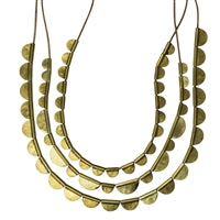 Necklace - 3 Tabbed Rows on Leather